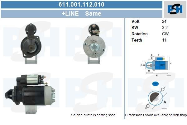 Starter Same 3.2 kw IS0554 ,MS262, , , 0001363102, 0001363105, 611001112, 296191200