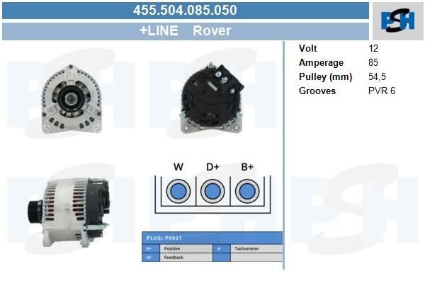 Lichtmaschine Rover 200, 400, 600; 85A, 455504085, 0986080510, DRA3787, 24344