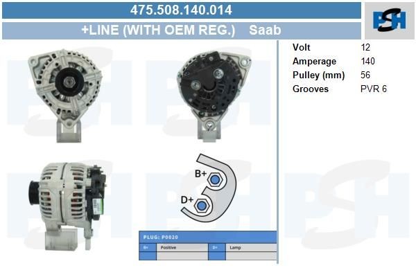 Lichtmaschine Saab 140A, 0124525018, 475508140, 5248794, 90156459