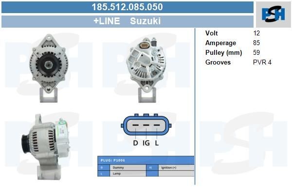 Lichtmaschine Suzuki Baleno, Grand Vitara, Wagon R+; 85A, AZA437, 185512085, 0210800600, 1012119180