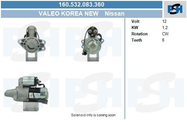 Starter Nissan 1.2 kw 2330030R01 ,2330030R02, 2330030R12, 2330030R13, 160532083, DRS3607, 17161, 171