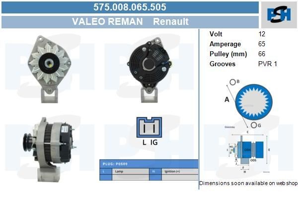 Lichtmaschine Renault 65A, 9120144267, 9120144268, 9120144277, 9120144278