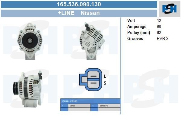 Lichtmaschine Nissan Navara, Pick Up, NP300 Pick Up; 90A, ADA446, ADA990, 165536090, 0986080740