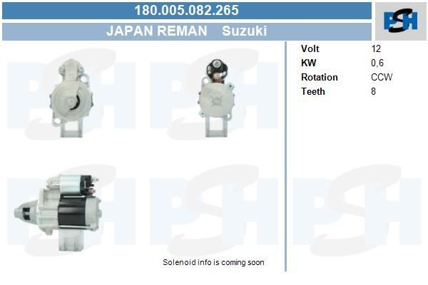 Starter Suzuki 0.6 kw 2280009940 ,2280009941, 3110051A90, 3110078021, AZS214, 180005082, 0280009940,