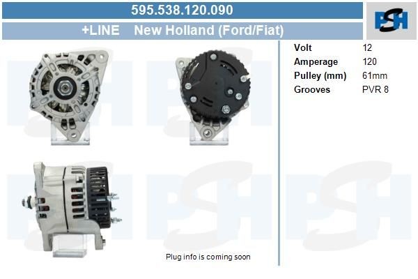 Lichtmaschine New Holland T4000, T5000; 120A, 595538120, LRA02087, 284526, 63321817