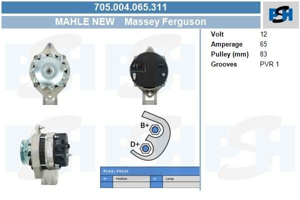 Lichtmaschine Massay Ferguson 65A, 705004065, DRA3463, DRA3549, LRA220