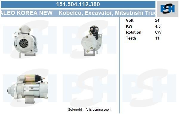 Starter Mitsubishi 4.5 kw LRS01941 ,TM000A08701, STR5012sa, M003T56071, ACS960, 151504112, 361009301