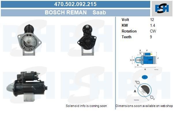 Starter Saab 1.4 kw LRS00994 ,LRS994, 261282, 458517, 0001108092, 470502092, 0986016560, DRS6560