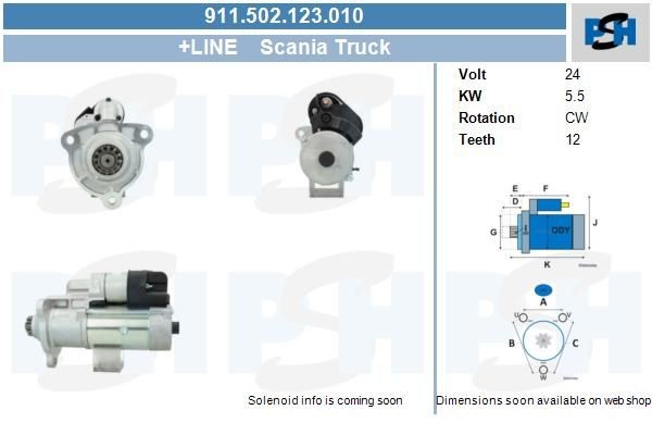 Starter Scania 5.5 kw 0001261028 ,0001261106, 1986S10002, F042S02135, 0001241001, 0001261001, 000126