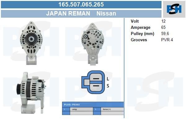 Lichtmaschine Nissan 65A, ADA387, 165507065, 0986038040, 0986038041
