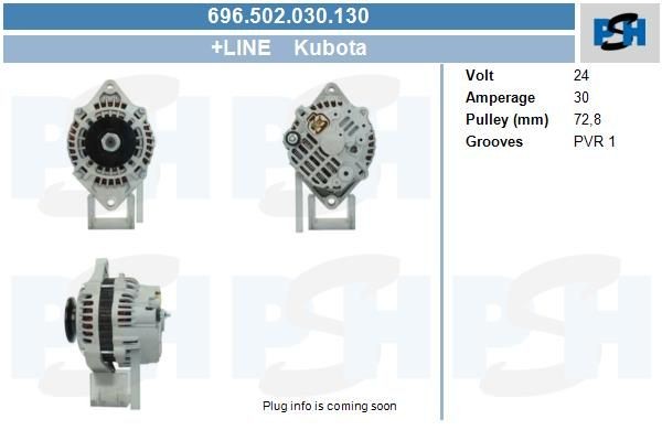 Lichtmaschine Kubota 30A, 696502030, 1K01164011, 1K01164013, 1K01164421