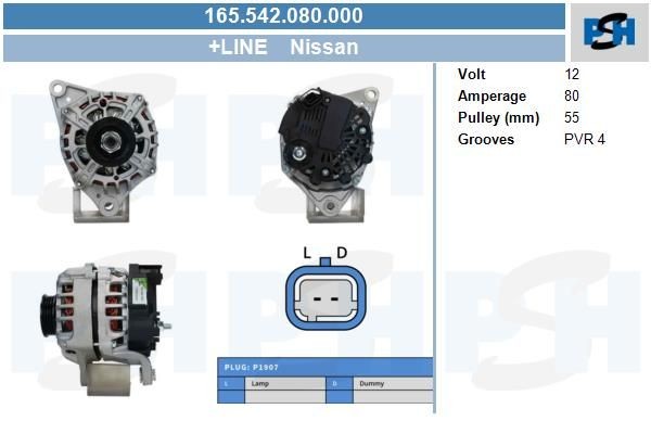 Lichtmaschine Nissan Micra III, Note; 80A, 165542080, 0986080720, DRA0458, LRA03099