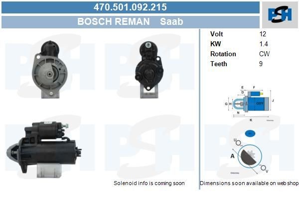 Starter Saab 1.4 kw 17013 ,17013N, 7532153, LRS00660, 0001108012, 0001108038, 0001108091, 470501092