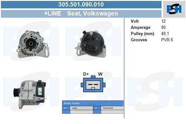 Lichtmaschine Seat Alhambra, Arosa, Cordoba, Ibiza, Inca, Toledo, 90A, 0120485036, 0123320002, 0123