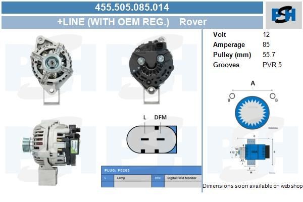 Lichtmaschine Rover Streetwise, 25, 45, 400; MG,85A, 0124225011, 455505085, 0986042470, DRA3924