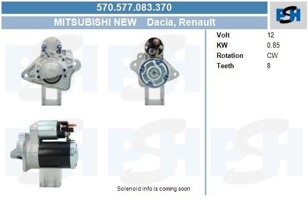 Starter Renault Clio, Laguna, Megane, Scénic, Grand Scénic; 0.85 kw 8200665518 ,M000T45971, M0T4597