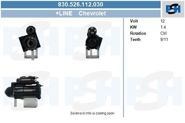 Starter Chevrolet 1.6 kw (black painted) 9000768 ,9000839, 6407, 6407N, 830526112, 10465001, 1046500