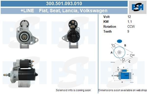 Starter Volkswagen 1.1 kw 0001108095 ,0001108127, 0001114005, 0001114006, 0001106001, 0001106002, 00