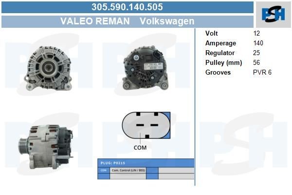 Lichtmaschine Seat Ibiza, Skoda Fabia, Roomster; VW Polo, Multivan T6, Transporter T6; 140A, 03P903