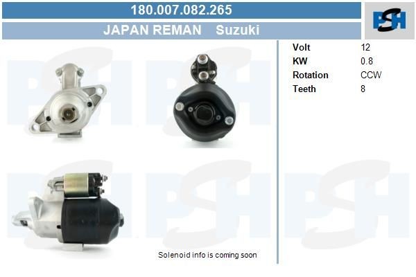 Starter Suzuki Samurai, 0.8 kw 1280001862 ,128000403, 1280004030, 0986014381, AZS216, 180007082, 02