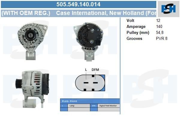 Lichtmaschine New Holland 140A, 0124525119, 505549140, LRA03631, 286771