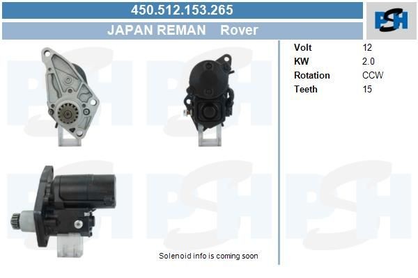 Starter Rover 75, 2.0 kw DRS3843 ,17890N, LRS01542, 253028, AHS207, 450512153, 2280007710, 97228097