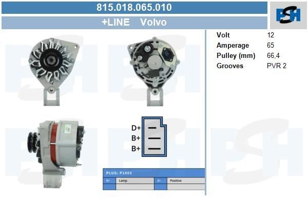 Lichtmaschine Volvo 65A, 0120488261, 0120488262, 815018065, DRA3526