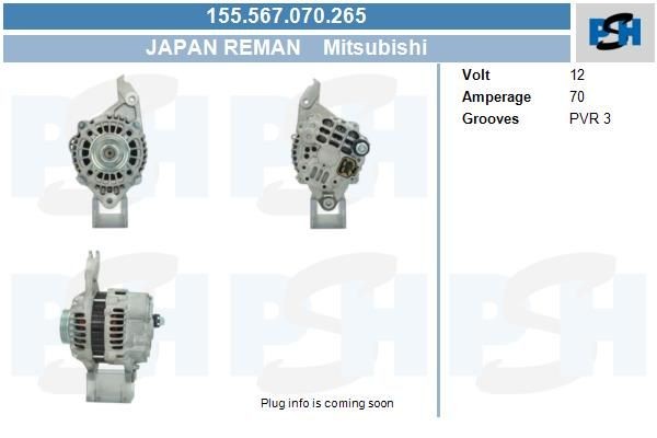 Lichtmaschine Mitsubishi 70A, 155567070, A001TA0991, A1TA0991, MD319575
