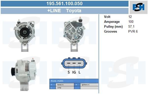 Lichtmaschine Lexus GS, IS I, IS SportCross; 100A, ATA607, 195561100, 1012117310, 1012117800