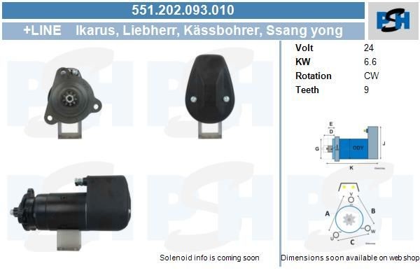 Starter Mercedes SK, Citaro, Conecto; 6.6 kw 0031514601 ,0041511001, 0041516101, 0051512801, 000141