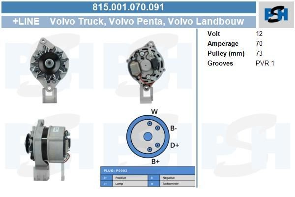 Lichtmaschine Volvo 70A, 0120469507, 0120469522, 0120469749, 815001070