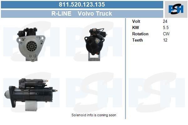 Starter Volvo 5.5 kw DRS0109N ,DRS0109X, LRS02274, 438235, 0001261049, 811520123, 0986025450, 190810