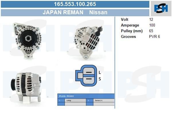 Lichtmaschine Nissan Qashqai, X-Trail; 150A, 165554150, 0986081990, DRA0309, LRA03167