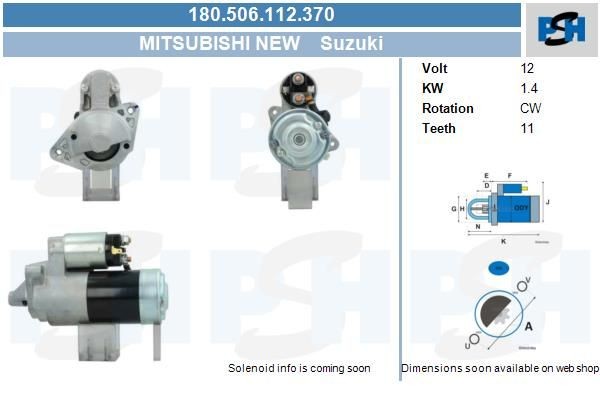 Starter Suzuki Baleno, 1.4 kw CS1504 ,M001T80181, M1T80181, 12206, 180506112, DRS0865, LRS02470, 25