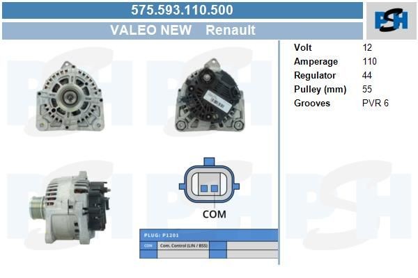 Lichtmaschine Renault Kangoo, Megane, Scénic; 110A, 575593110, 0986080710, DRA0292, 20453