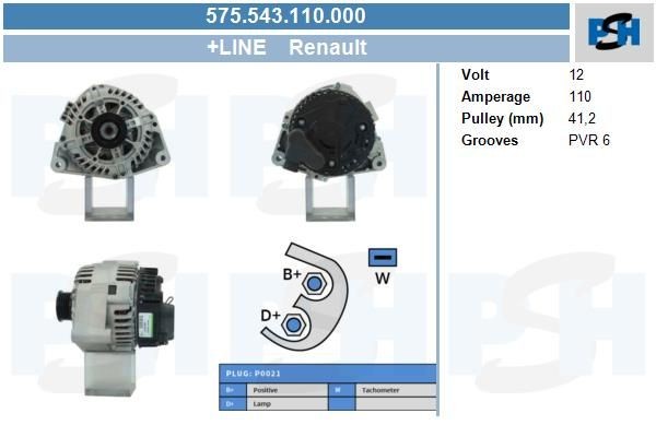 Lichtmaschine Renault Clio, Laguna, Megane; Volvo V40 Kombi; 110A, 575543110, 0986041441, DRA3273,
