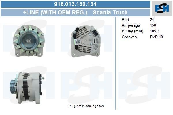 Lichtmaschine Scania P, G, R, T; 150A, 916013150, DRA01046, LRA03718, 486829
