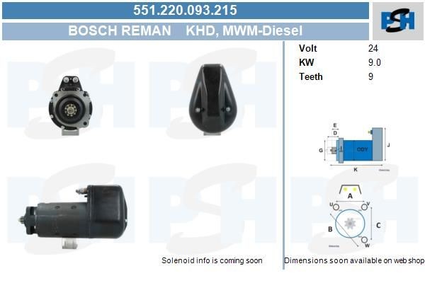 Starter Khd 9.0 kw ,, , , 0001510032, 551220093, 8880316F, 01510032