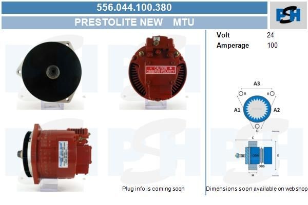 Lichtmaschine MTU 100A, 556044100, 7618, 270334, A0013426JC