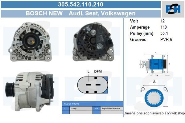 Lichtmaschine Seat Altea, Ibiza, Leon, Toledo; 110A, 0124325091, 0124325096, 0124325129, 06F903023B