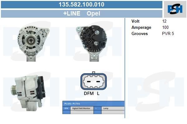 Lichtmaschine Opel Corsa, Meriva; 100A, 0124425085, 135582100, 0986082370, DRA1039