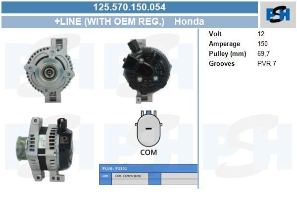 Lichtmaschine Honda Civic, CR-V; 150A, 125570150, 1042101650, DAN1308, DRA1218