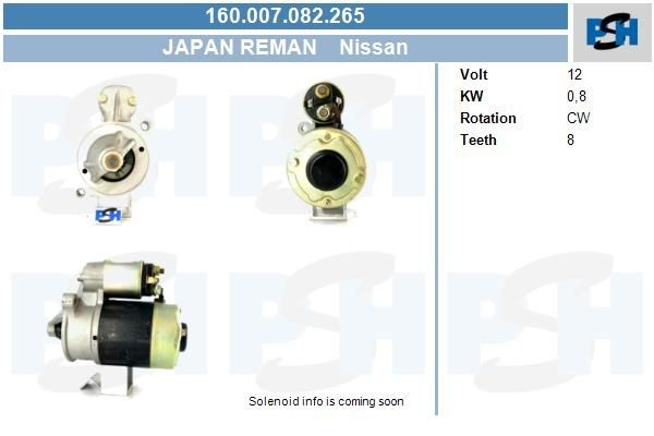 Starter Nissan Serena, Trade, Vanette; 0.8 kw LRS392 ,2330018V10, 2330037508, 23300D0100, ADS135, 1