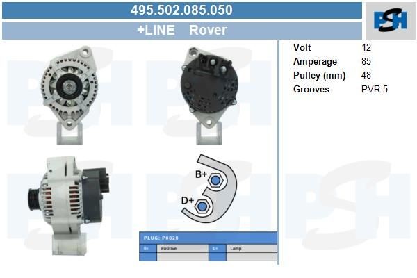 Lichtmaschine Rover 25, 45, 200, 400; 85A, 495502085, DRA3757, LRB00314, 283568