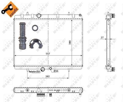 Wasserkühler Citroen C4, C5, Xsara; Peugeot 307, 407; 1330A2, 1330A3, 1330G9, 1330H0, 1330J8, 1330T