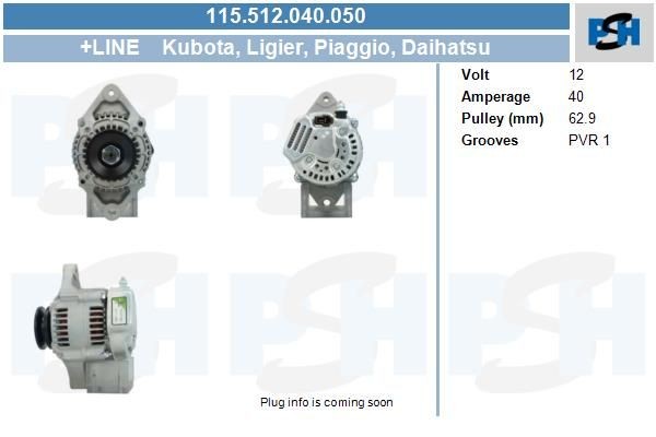 Lichtmaschine Daihatsu 40A, AIA135, AZA430, 115512040, 0210800890
