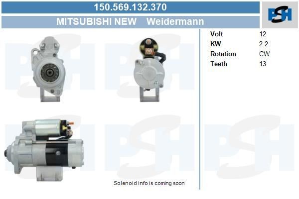 Starter Weidermann 2.2 kw 31A6600102 ,M008T70471, M008T70471A, M8T70471, ATS238, 150569132, 17096N,