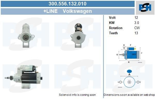 Starter VW Phaeton, Touareg; 3.0 kw 300556132 ,DRS0364, 19005, LRS02245, 0001230015, 0001230016, 00