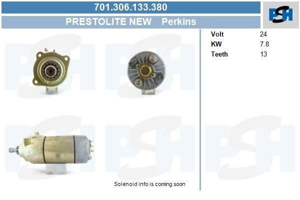 Starter Perkins 7.8 kw LRT659 ,1327A530, 1327A531, , 701306133, 1321G571, CA452454, CA45F244