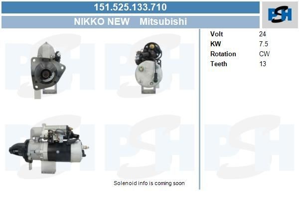 Starter Mitsubishi 7.5 kw 0230007134 ,0430158800, 0430158900, 3266600300, 151525133, 0230007090, 023